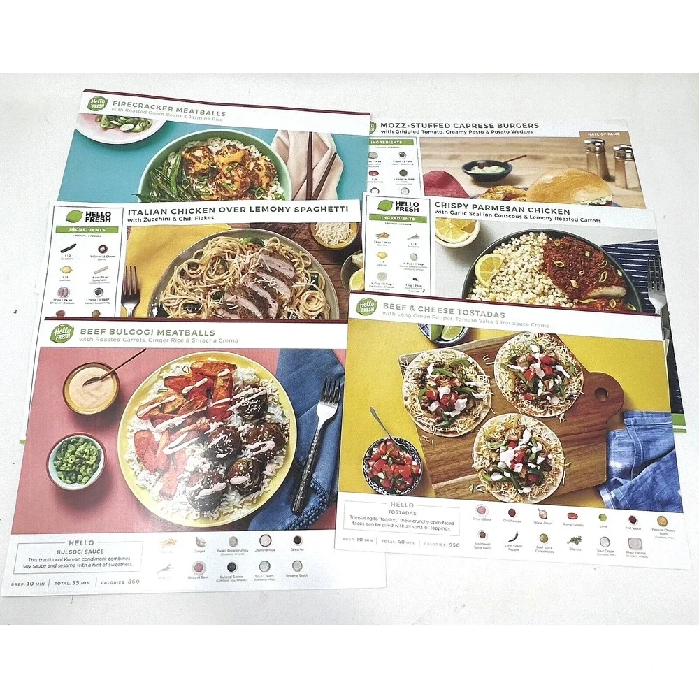 Hello Fresh Recipe Cards Lot Of 14 Assorted Recipes‎ Chicken Pork Beef Cooking
